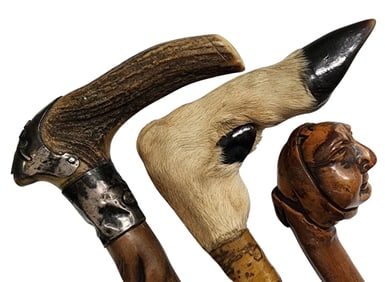 Three Antique Walking Sticks
