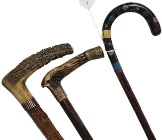 Three Antique Walking Sticks