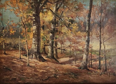 John E Bundy 16x22 O/C Autumn Interior Woods