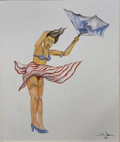 Denis C Lee 30x24 O/C "Windy Girl Flag"