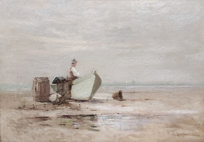 Eliza Anne Payne 14x20 O/C Fisherman on Beach