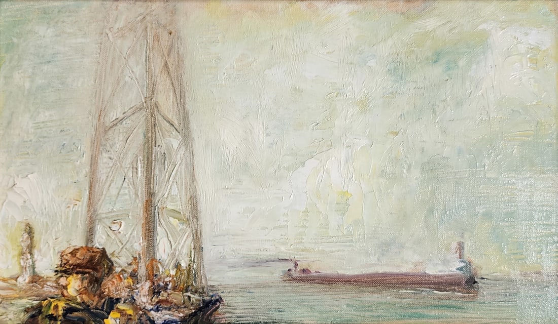 Unsigned 12x16 O/B Harbor Scene (1 of 3)