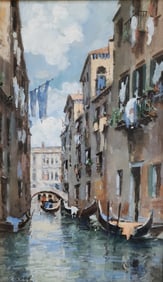 George E Burr 12x7.5 WC/Oil Wash Day in Venice