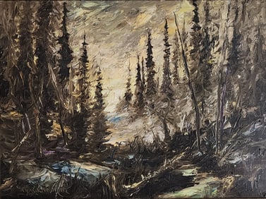 Charles E Willette 18x24 O/B Maine Woodlands