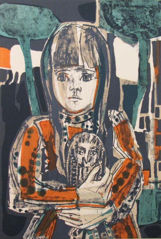 Francoise Gilot Color Lithograph, Ed. of 100: A Francoise Gilot (French, b. 1921) color lithograph, limited edition of 100, entitled "Little Girl with Owl", 22 x 15, signed lower right, numbered 37/100, from the Associated American Artists Collec