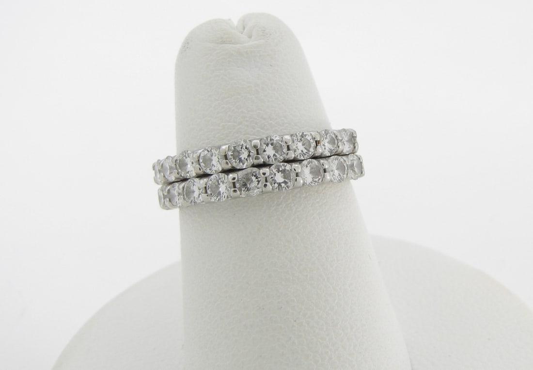 Pair of 14K White Gold Diamond Band Rings (1 of 4)