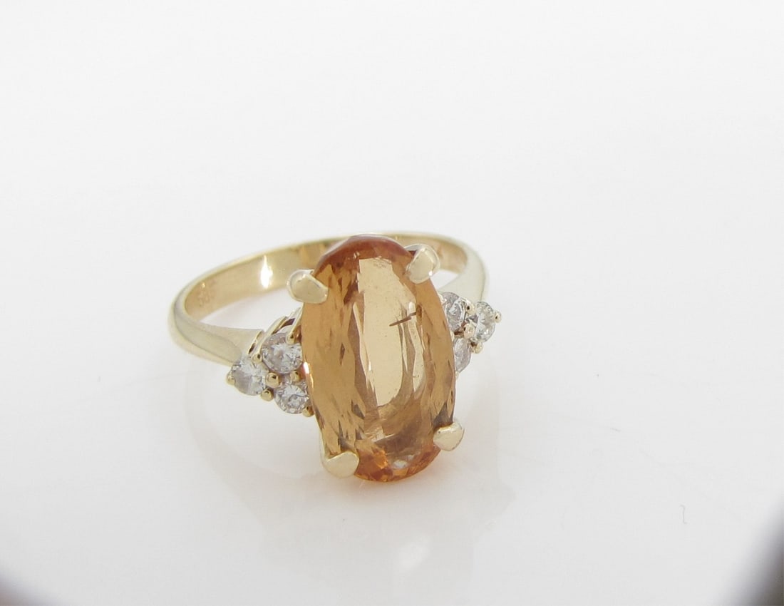 14K YG Imperial Topaz and Diamond Ring (1 of 5)