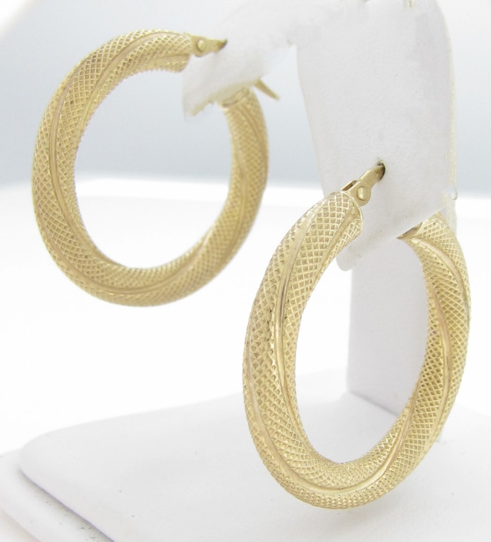 14K Yellow Gold Italian Hoop Earrings (1 of 1)