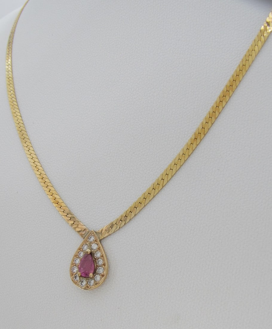 Ruby, Diamond 14K Yellow Gold Chain