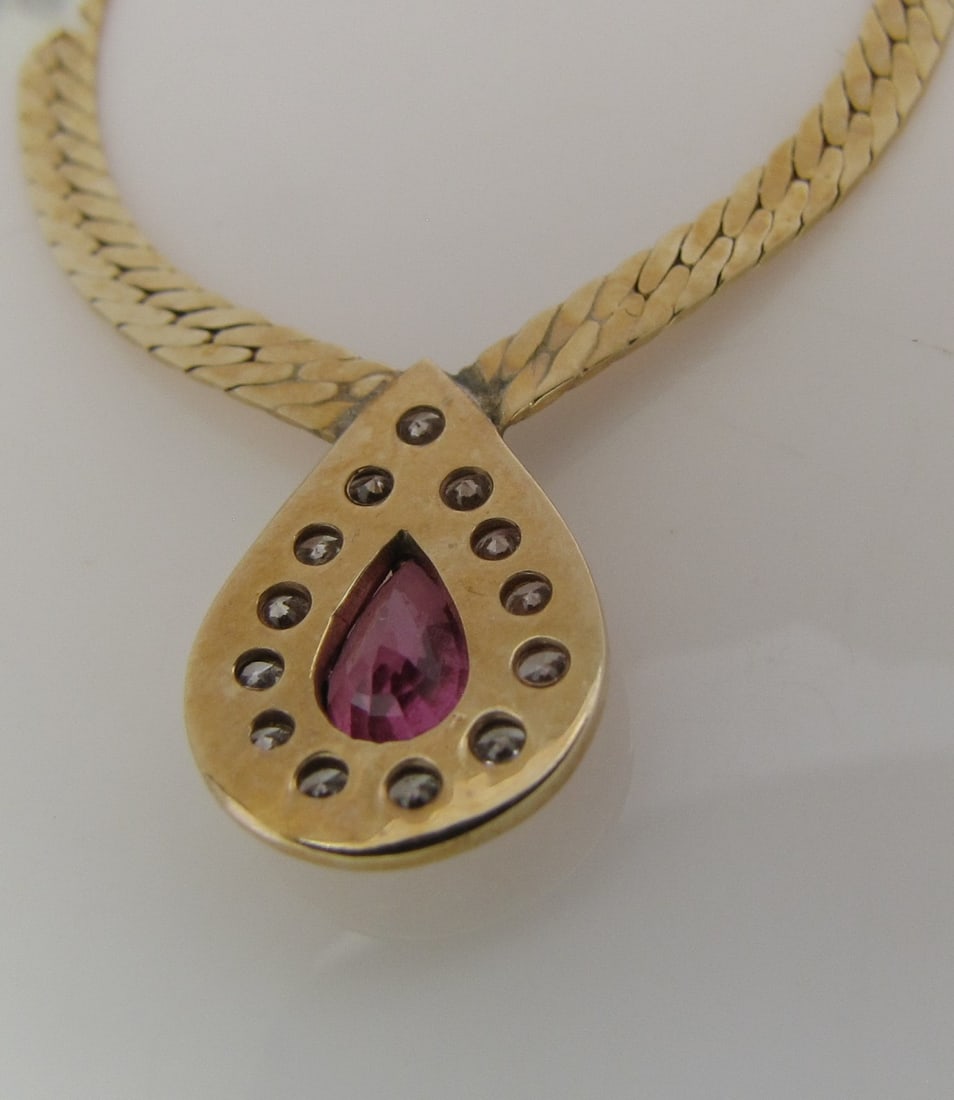 Ruby, Diamond 14K Yellow Gold Chain - 4