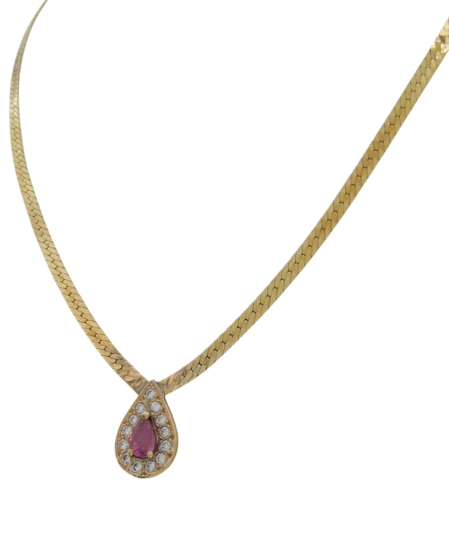 Ruby, Diamond 14K Yellow Gold Chain - 6