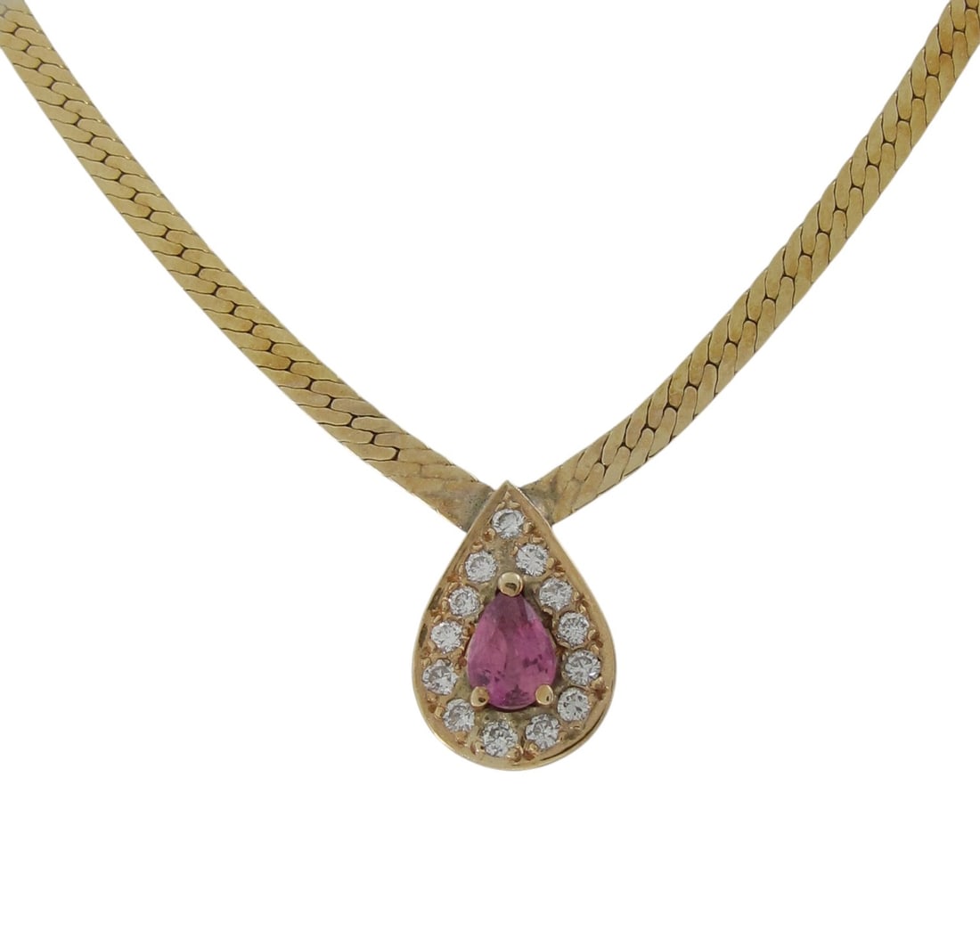 Ruby, Diamond 14K Yellow Gold Chain - 7