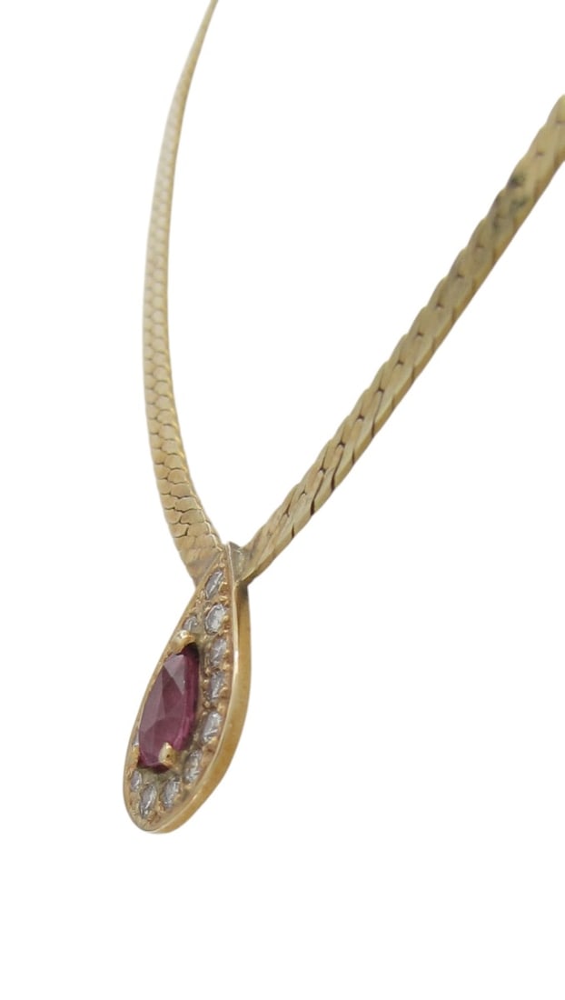 Ruby, Diamond 14K Yellow Gold Chain - 8