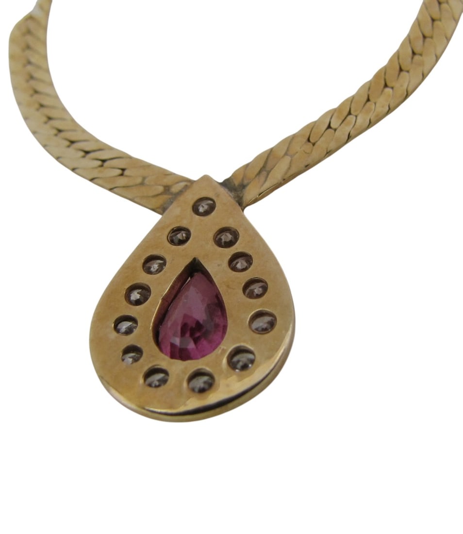 Ruby, Diamond 14K Yellow Gold Chain - 9