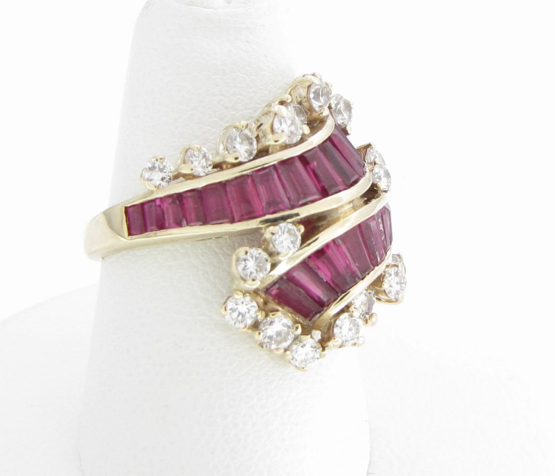 14K Yellow Gold Ruby and Diamond Ring - 2