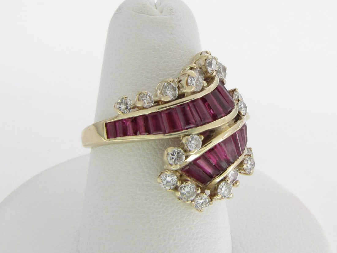 14K Yellow Gold Ruby and Diamond Ring - 3