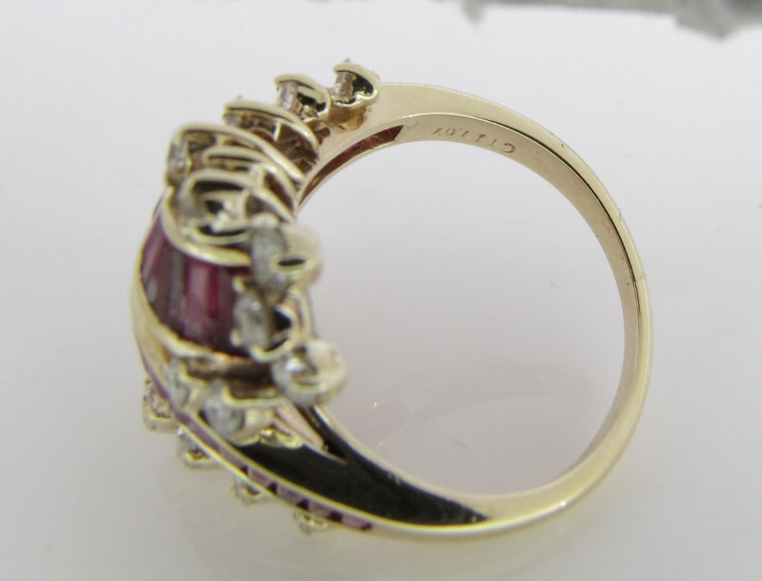 14K Yellow Gold Ruby and Diamond Ring - 5