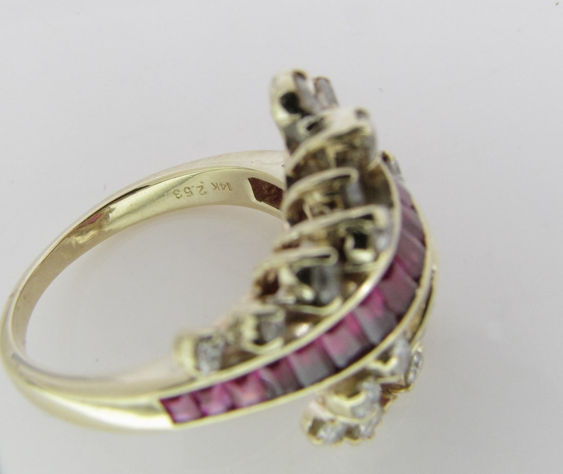 14K Yellow Gold Ruby and Diamond Ring - 6