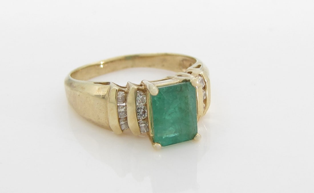 14K Yellow Gold Emerald and Diamond Ring (1 of 5)