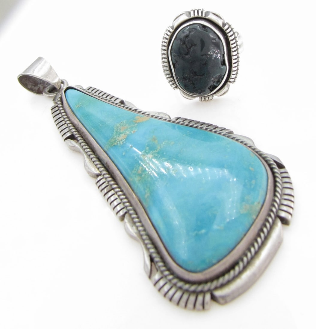 L. Yazzie Ring and Al Yazzie Turquoise Pendant (1 of 5)