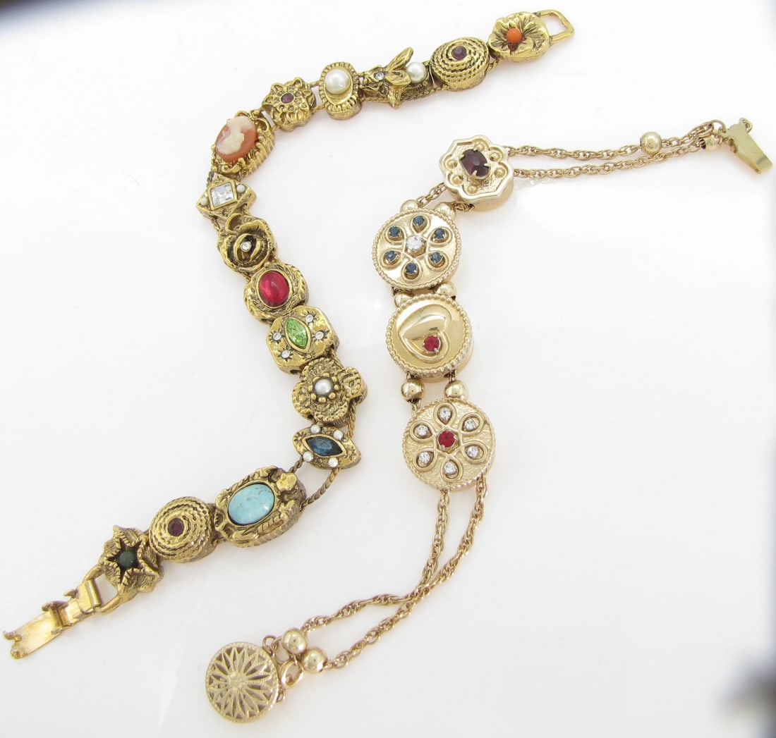 Two Vintage Slide Charm Bracelets, Krementz (1 of 9)