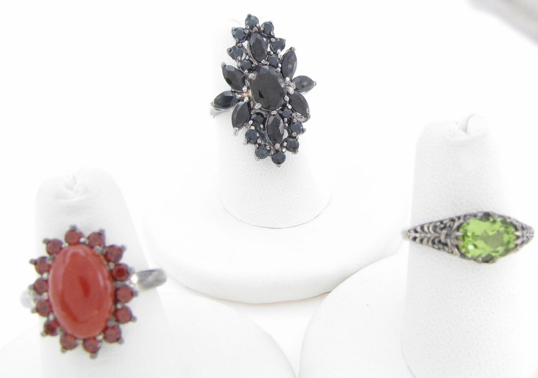 Three Sterling Silver Colored Stone Rings (1 of 8)