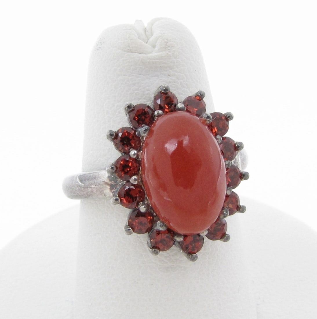 Three Sterling Silver Colored Stone Rings - 4