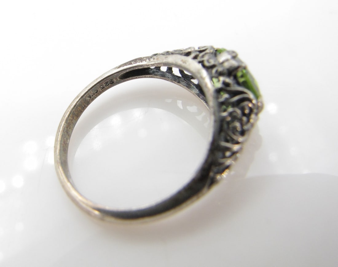 Three Sterling Silver Colored Stone Rings - 8