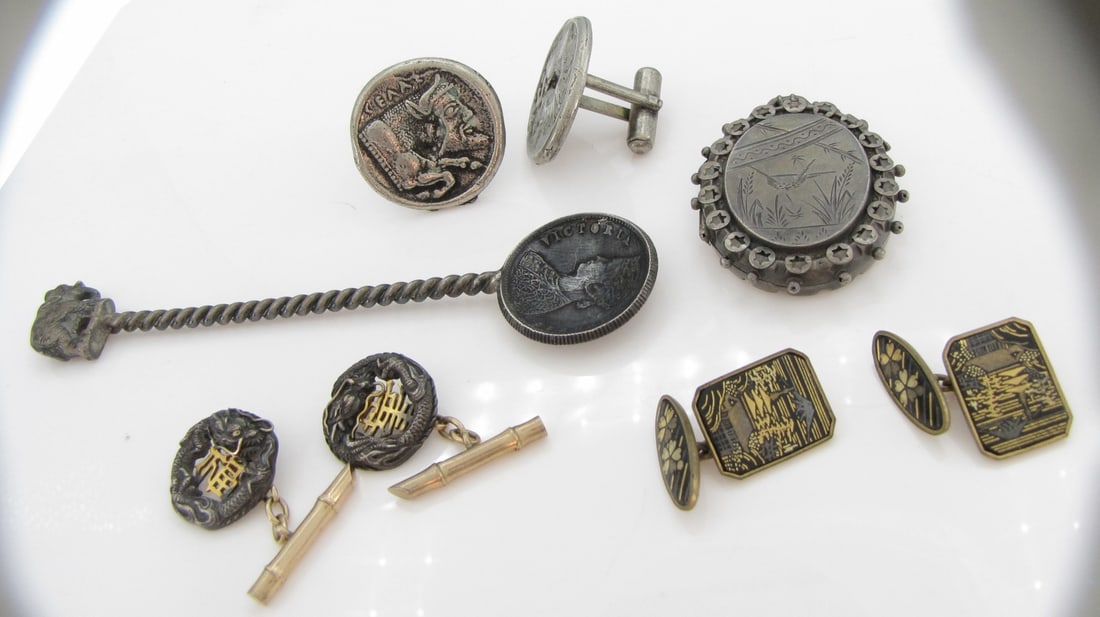 Vintage Cuff Links, Silver Locket, India Spoon (1 of 12)