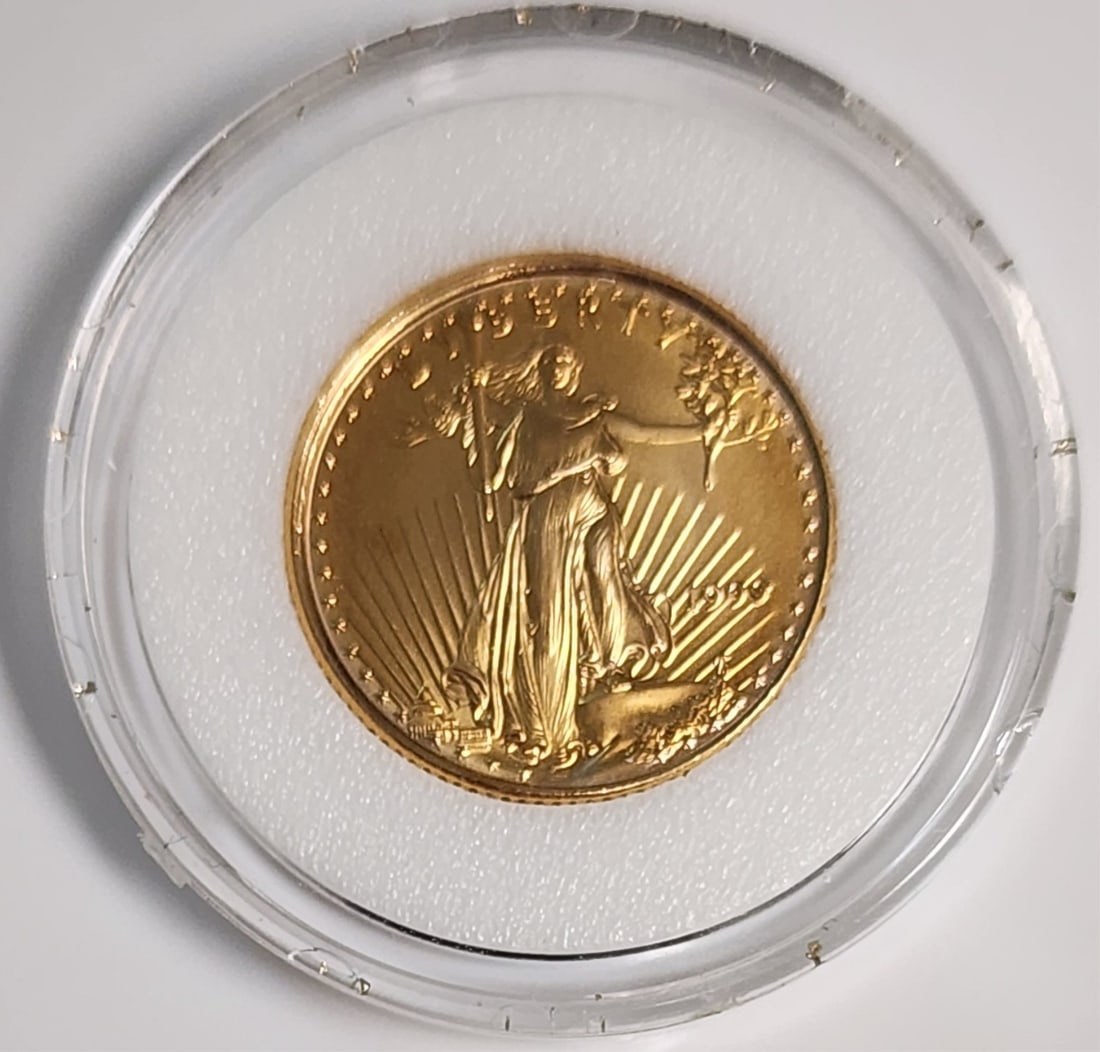 1999 $5 American Gold Eagle Coin: 1999 $5 American Gold Eagle Coin, 1/10 ozt, St Gaudens design