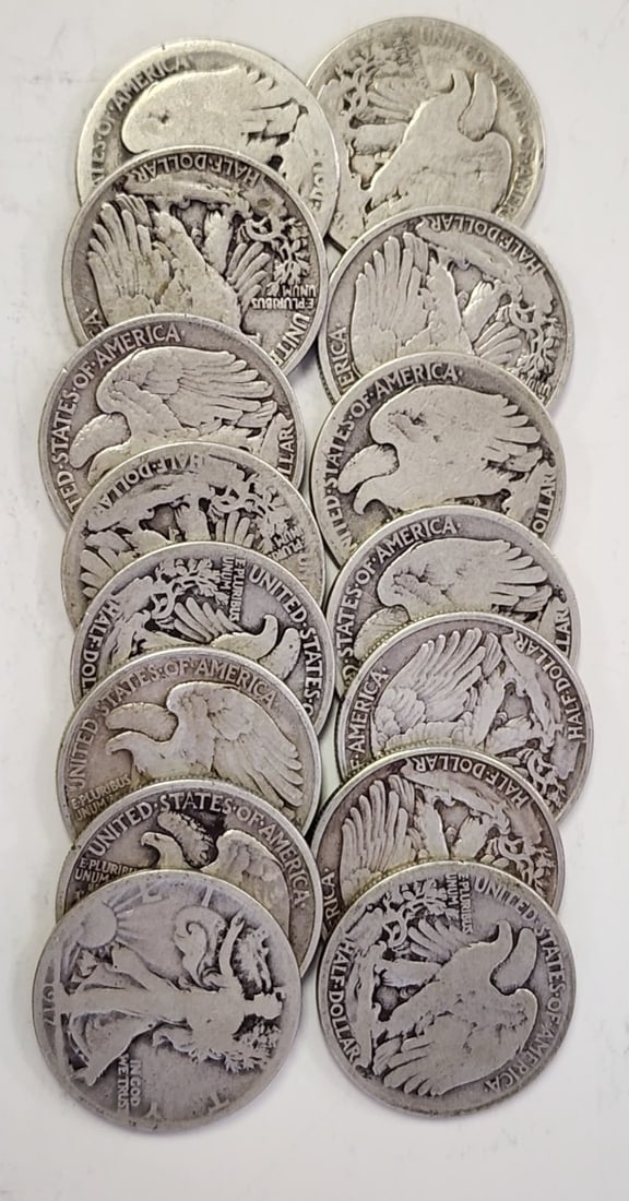 (15) Walking Liberty US Half Dollars: (15) Walking Liberty US Half Dollars, 5.8ozt