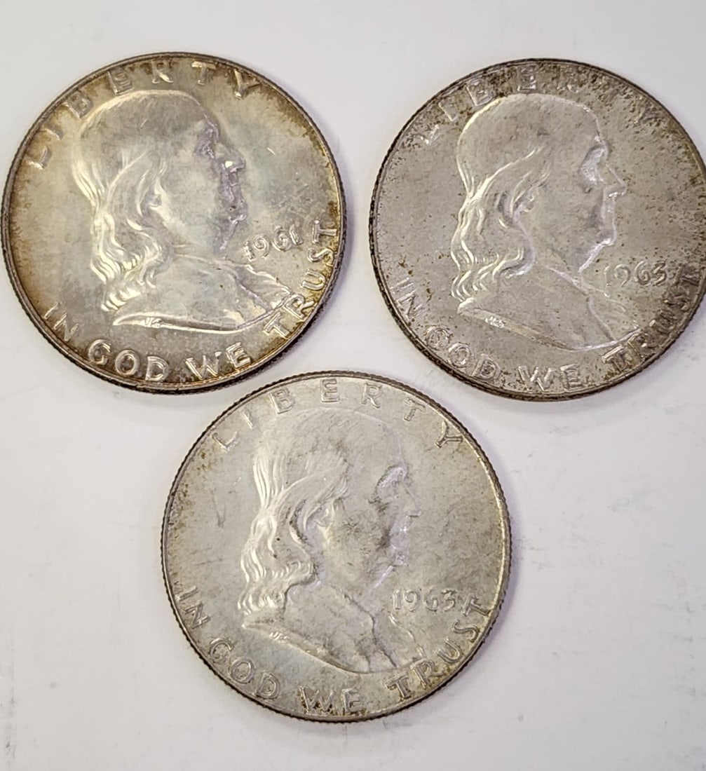 (9) Franklin US Silver Half Dollars - 2