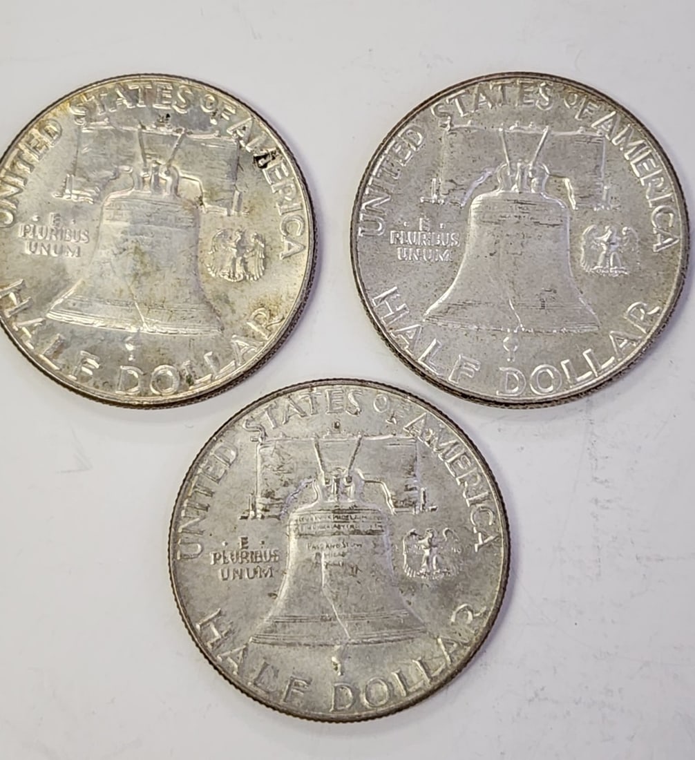 (9) Franklin US Silver Half Dollars - 3
