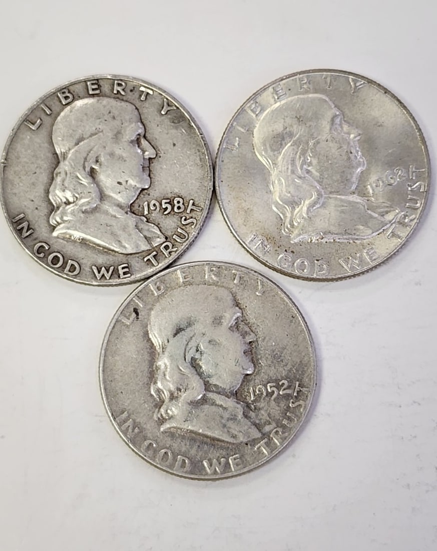 (9) Franklin US Silver Half Dollars - 4