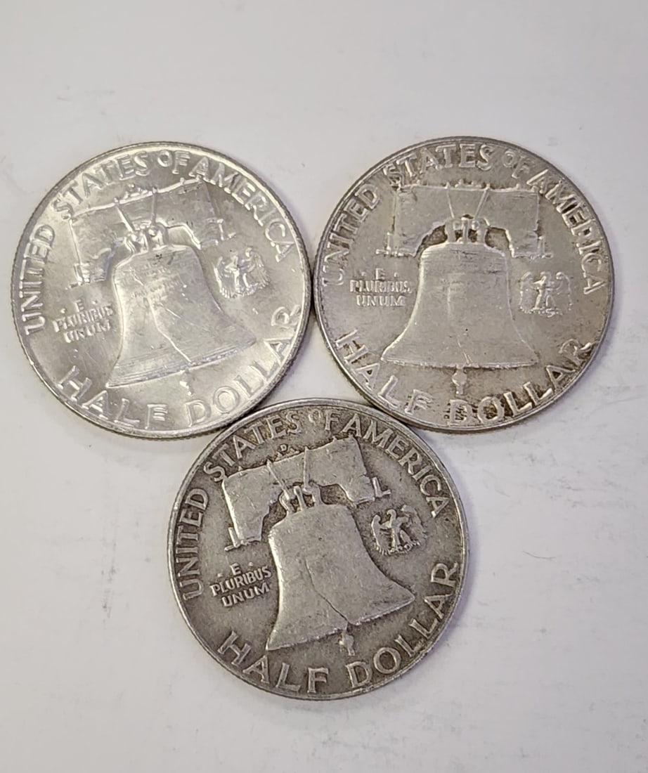 (9) Franklin US Silver Half Dollars - 7