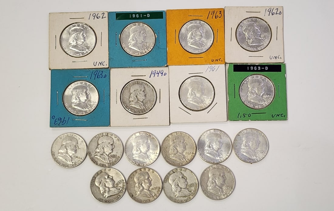 (18) Franklin US Half Dollar Coins (1 of 9)
