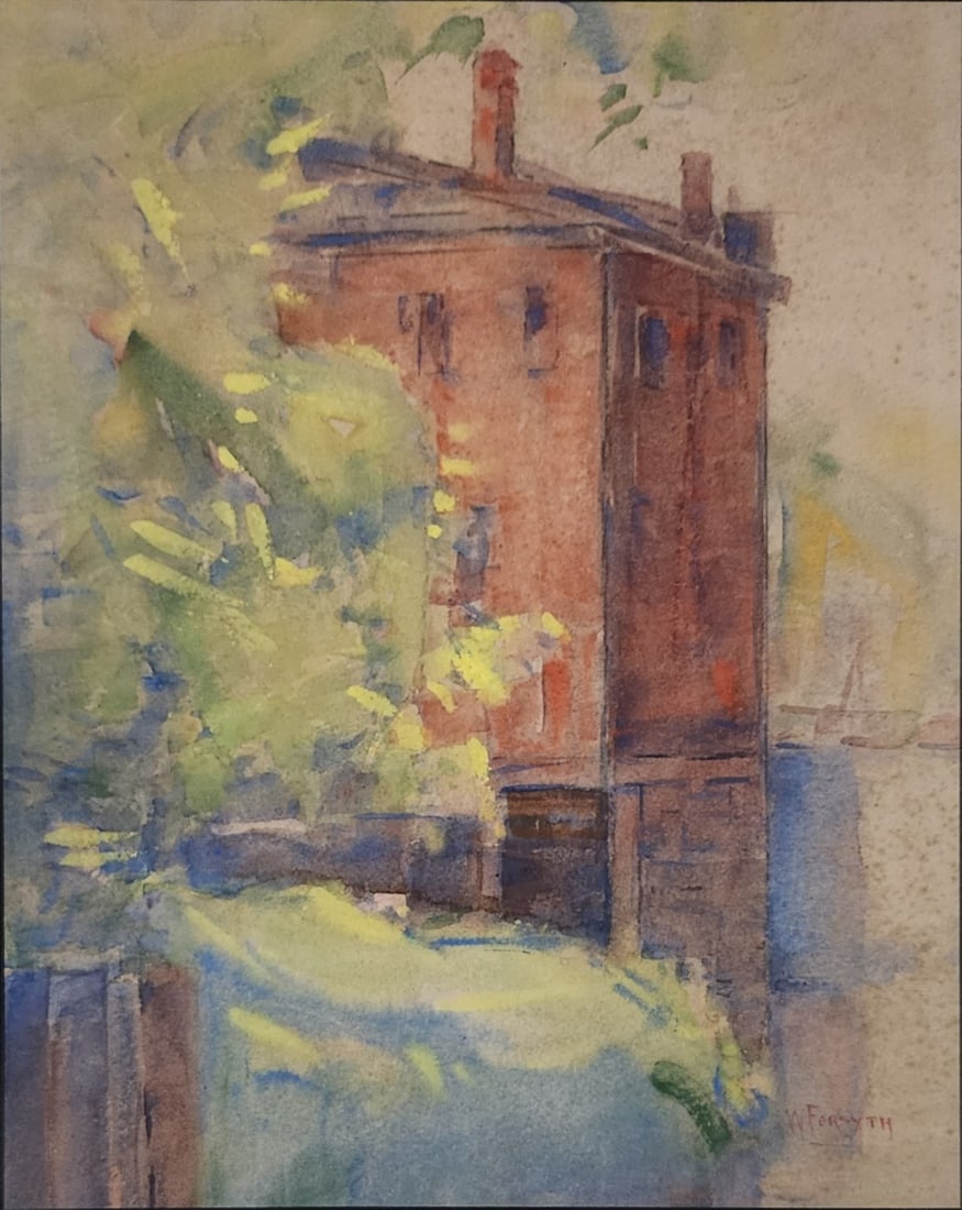 William Forsyth 14x11 WC The Red Mill: William Forsyth (Amer. 1854-1935) 14x11 , WC , Signed lower right , The Red Mill Size as framed: