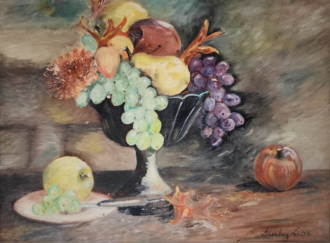Shirley Little 12x16 O/P Fruit Still Life: Shirley Little (IN, ? - 2017) 12x16 , O/P , Signed Lower Right , Fruit Still Life