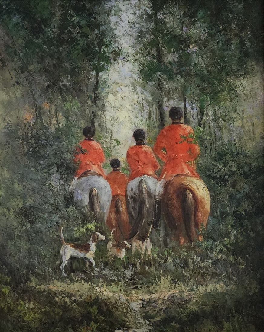 J Closson 30x24 O/C End of the Fox Hunt: J Closson (20th Century) 30x24 , O/C , signed lower left , End of the Fox Hunt size as framed: 35.5 x 29.5