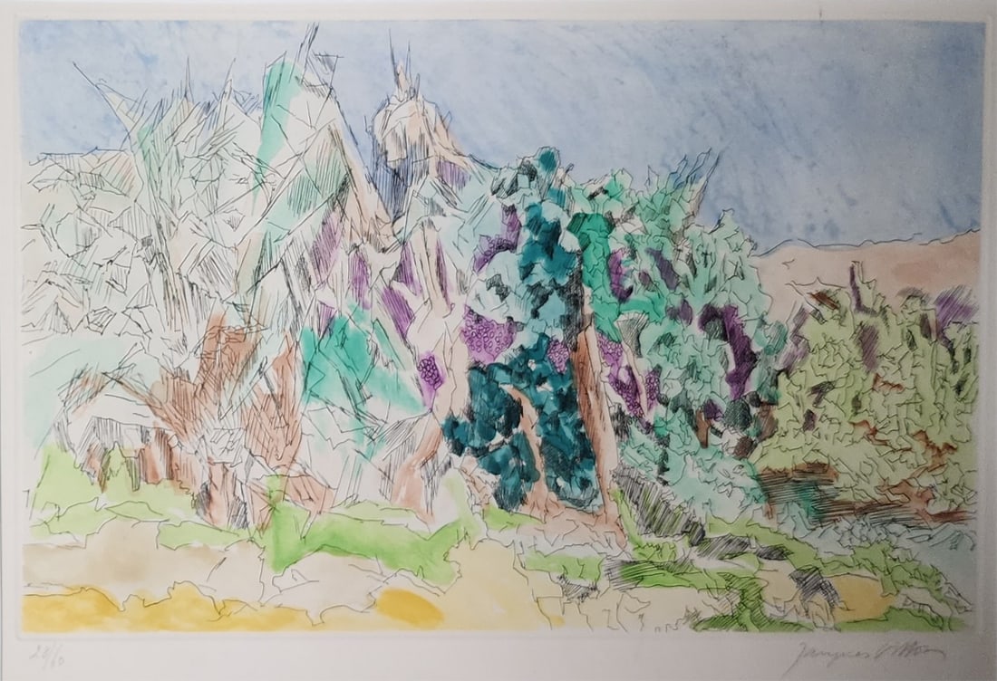 Jacques Villon Color Etching, "Les Travaux..." (1 of 6)