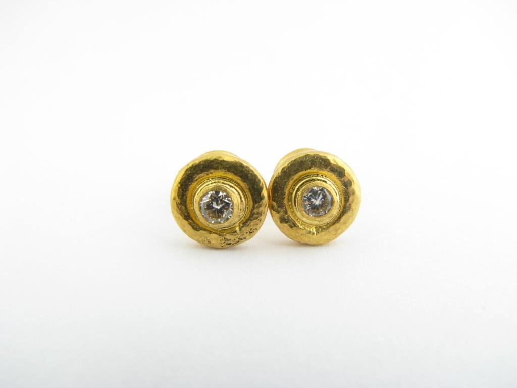 24k Gurhan Bezel Set Diamond Stud Earrings: 24k Gurhan bezel set diamond stud earrings, 2.9dwt, Retail $895 391785