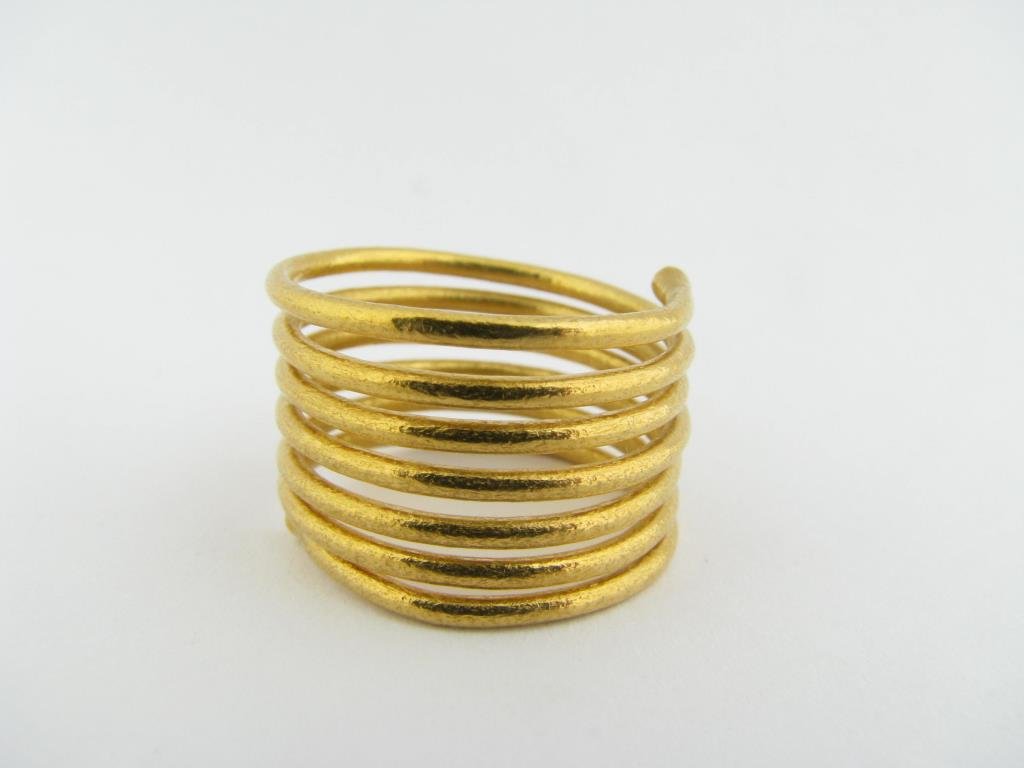 24k Gurhan Coil Ring With Bead Ends: 24k Gurhan coil ring with bead ends, 4.1dwt, size 7.25, retail $895 391782