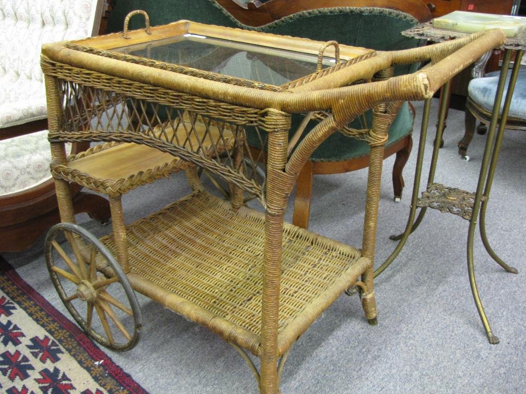 Antique Wicker Tea Cart Nov 23, 2013 Wickliff Auctioneers in IN