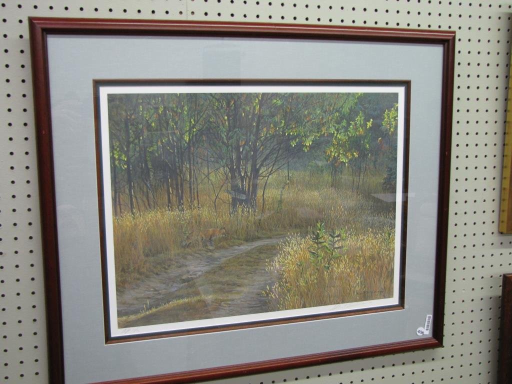 Framed Limited Edition Print, Robert Bateman: Framed Limited Edition Print by Robert Bateman, "Cottage Lane - Red Fox", size as framed 27" x 32.5"