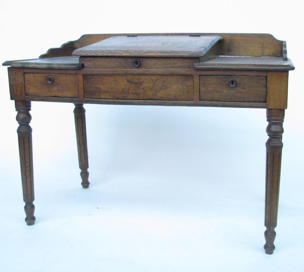 Antique Schoolmaster's Desk with Chair