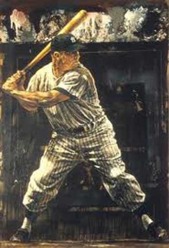 Stephen Holland Ltd Ed Giclee, Mickey Mantle: Stephen Holland (CA, 1941 - ), Limited edition, hand embellished giclee on canvas, "Mickey Mantle", canvas size 41" x 28", artist signed and numbered AP12/56 lower right