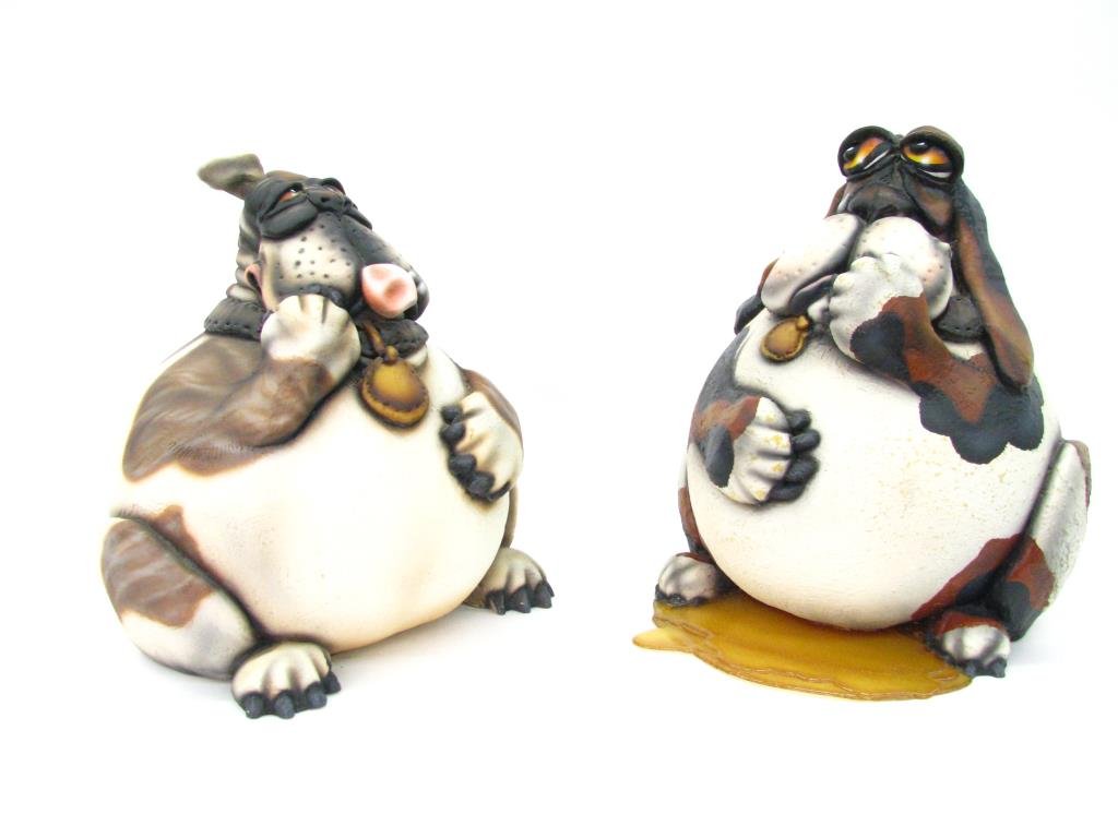 Two Todd Warner Sculpture, Doggie Oops: Todd Warner sculptures, both signed and dated 2001-2002, A/P, both embarrassed dogs who didn't make it outside, each 11" high