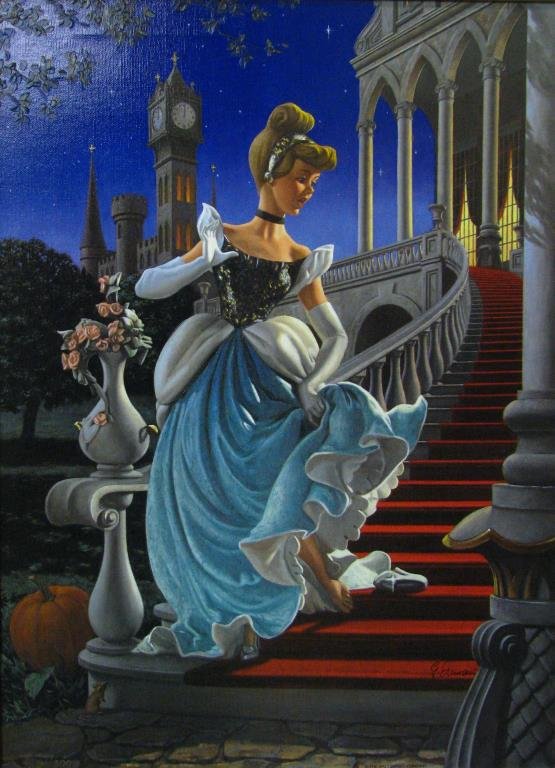 G Armani Limited Edition Giclee, Cinderella: Giuseppe Armani limited edition giclee, Cinderella, #91/300, size as framed 29.5" x 23.75", with C of A