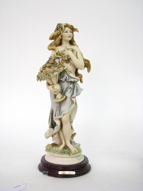 G Armani Sculpture "Lady with Flowers in Basket": Giuseppe Armani sculpture, "Lady with Flowers in Basket", 0181C, Limited Edition, with original box