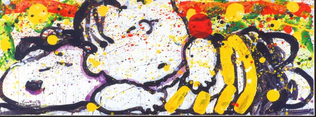 Tom Everhart Limited Edition Print, Snoopy: Tom Everhart (American, 1952 - ) Limited Edition Print, "Snooze Alarm Boogie", depicting Linus and Snoopy at rest, signed and numbered 434/500 lower left, 20" x 52", with C of A
